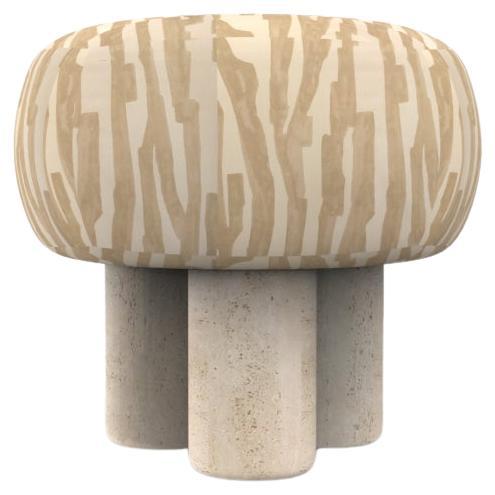 Hygge Puff Designed by Saccal Design House Intargia Buff Travertine For Sale