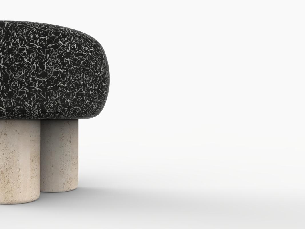 Hygge Puff Designed by Saccal Design House in Outdoor Fabric Kirkby Design Scribble Noir and Travertine

The Hygge Collection is inspired by contemporary architecture in Portugal, it speaks of its Romanesque past by honouring the antique geometrics,