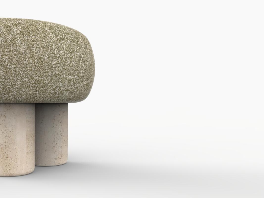 Hygge Puff Designed by Saccal Design House in Outdoor Fabric Kvadrat Zero 0002 and Travertine

The Hygge Collection is inspired by contemporary architecture in Portugal, it speaks of its Romanesque past by honouring the antique geometrics, such as