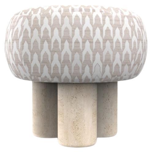 Hygge Puff Designed by Saccal Design House Outdoor Baldac Beige Travertine For Sale