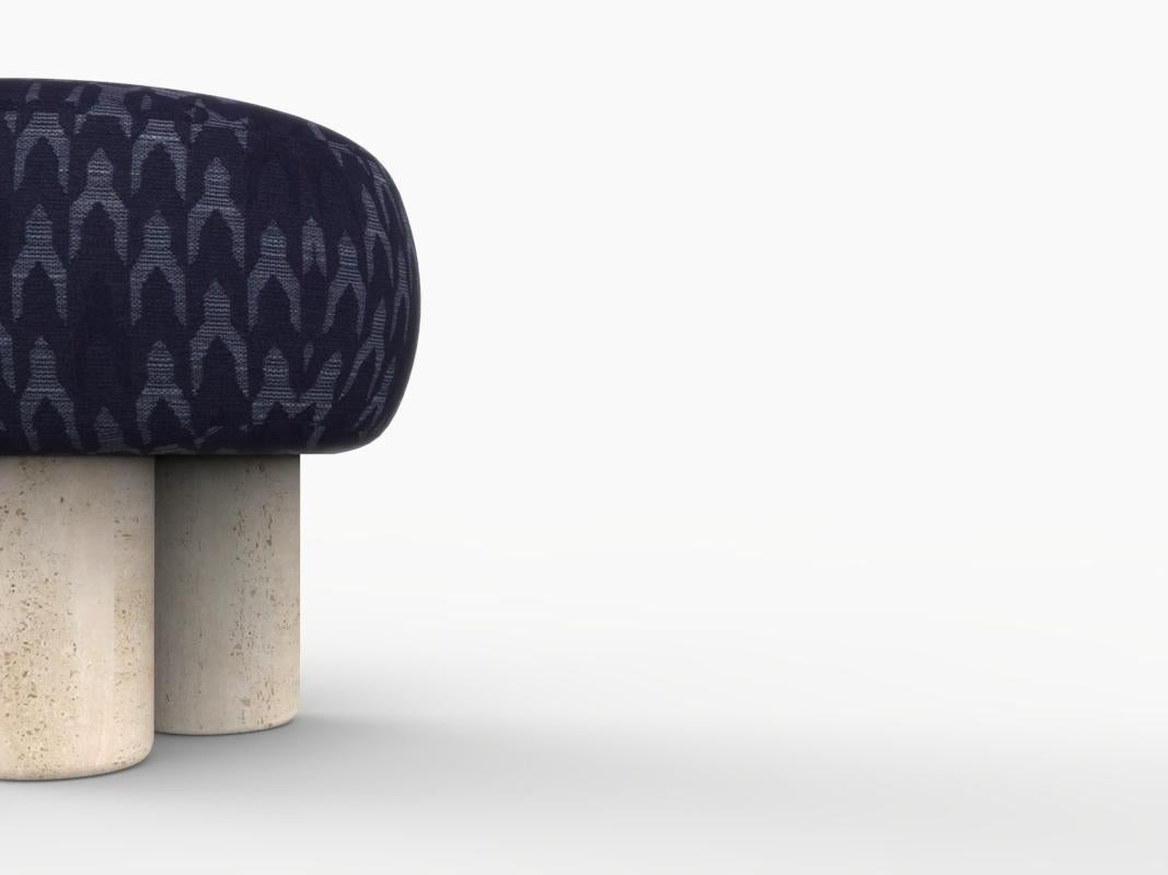 Hygge Puff Designed by Saccal Design House in Outdoor Fabric Baldac Blue and Travertine

The Hygge Collection is inspired by contemporary architecture in Portugal, it speaks of its Romanesque past by honouring the antique geometrics, such as the