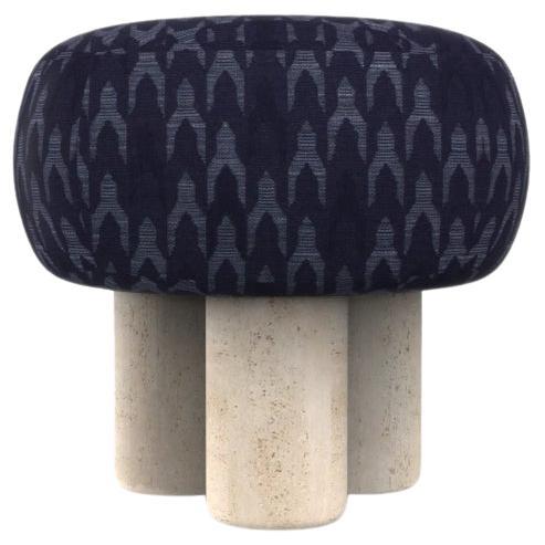 Hygge Puff Designed by Saccal Design House Outdoor Baldac Blue Travertine For Sale