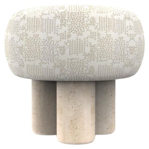 Hygge Puff Designed by Saccal Design House Outdoor Kolymbetra Beige Travertine For Sale