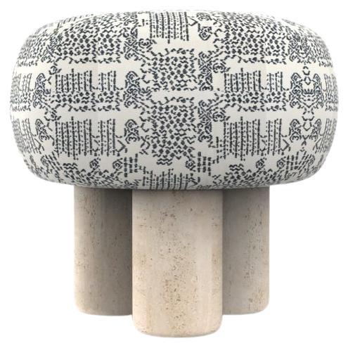 Hygge Puff Designed by Saccal Design House Outdoor Kolymbetra Blue Travertine For Sale