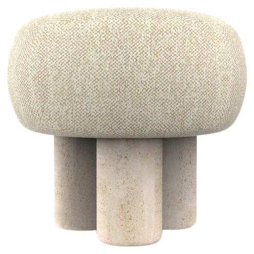 Hygge Puff Designed by Saccal Design House Outdoor Spugna Beige Travertine For Sale