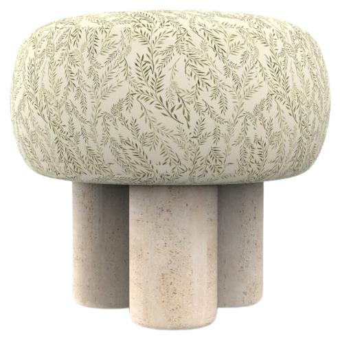 Hygge Puff Designed by Saccal Design House Outdoor Talea Green Travertine For Sale