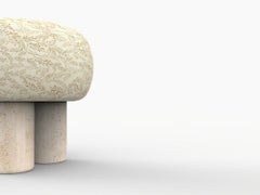 Hygge Puff Designed by Saccal Design House Outdoor Talea Linen Travertine