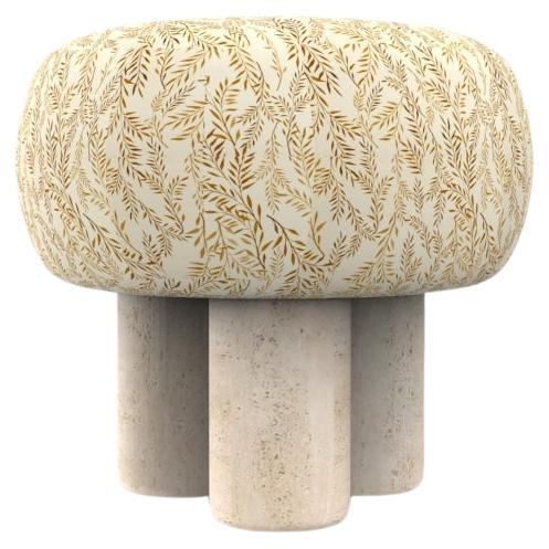 Hygge Puff Designed by Saccal Design House Outdoor Talea Yellow Travertine For Sale