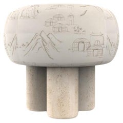 Hygge Puff Designed by Saccal Design House Outdoor Tarim Beige Travertine