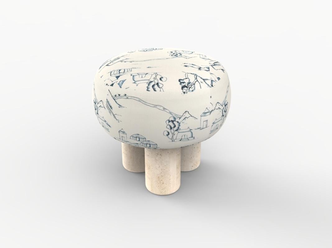 Hygge Puff Creato da Saccal Design House Outdoor Tarim Blue Travertine In condizioni Nuovo in vendita a Castelo da Maia, PT