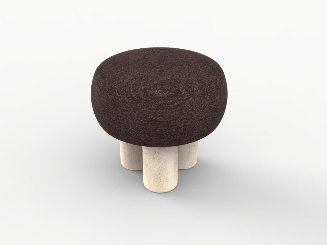 Hygge Puff Designed by Saccal Design House Outdoor Tricot Dark Brown Travertine In New Condition For Sale In Castelo da Maia, PT