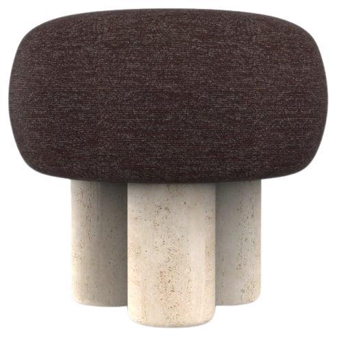Hygge Puff Designed by Saccal Design House Outdoor Tricot Dark Brown Travertine For Sale