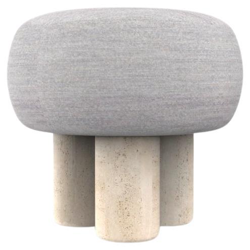 Hygge Puff Designed by Saccal Design House Outdoor Tricot Grey Travertine For Sale
