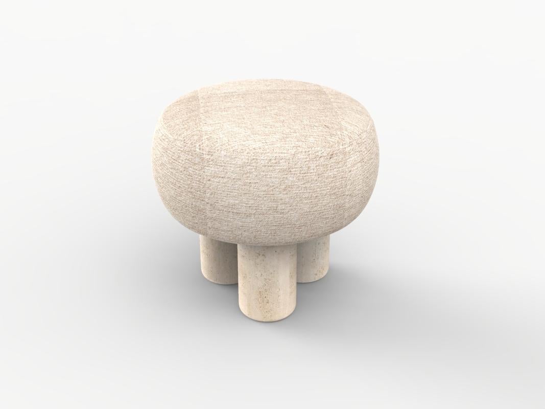 Hygge Puff Designed by Saccal Design House Outdoor Tricot Linen Travertine In New Condition For Sale In Castelo da Maia, PT