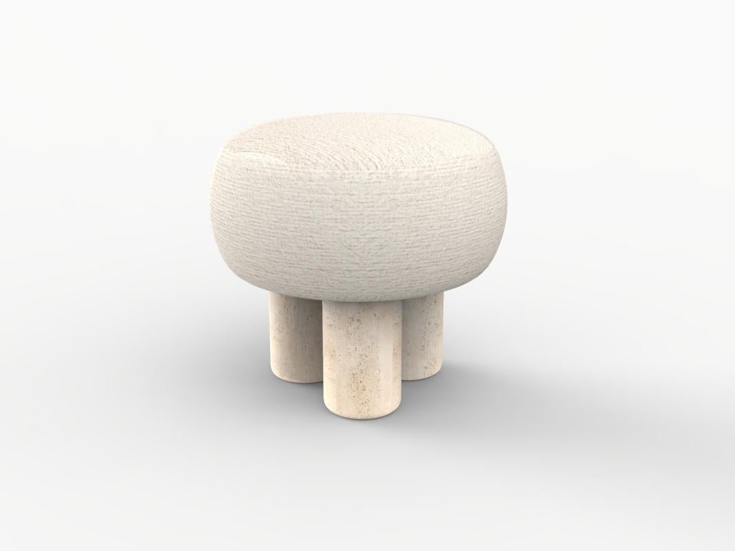 Hygge Puff Designed by Saccal Design House Outdoor Tricot Off White Travertine In New Condition For Sale In Castelo da Maia, PT