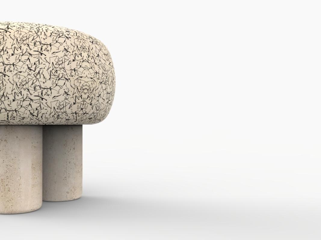 Hygge Puff Designed by Saccal Design House in Outdoor Fabric Kirkby Design Scribble Monochrome and Travertine

The Hygge Collection is inspired by contemporary architecture in Portugal, it speaks of its Romanesque past by honouring the antique