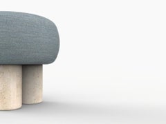Hygge Puff Designed by Saccal Design/One Tricot Light Seafoam Travertin