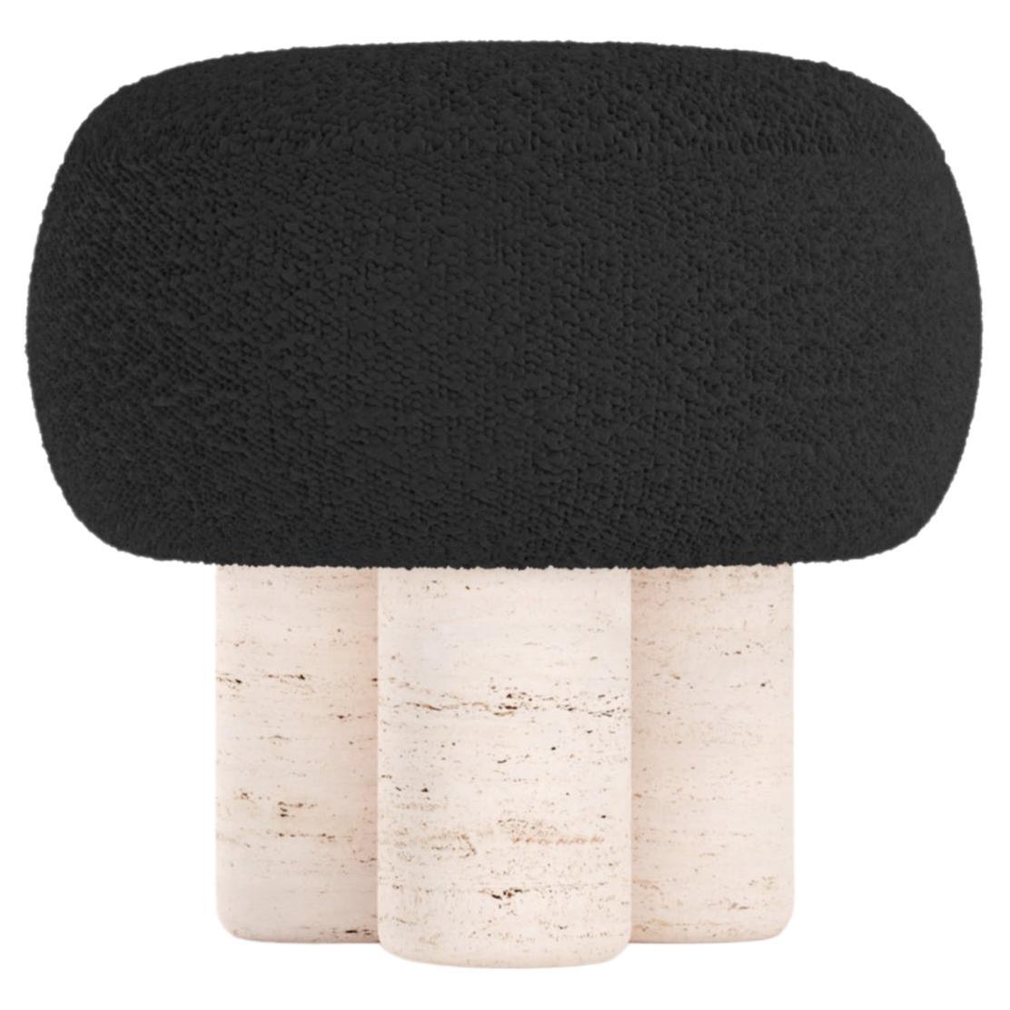 Hygge Stool Designed by Saccal Design House Boucle Black Travertino