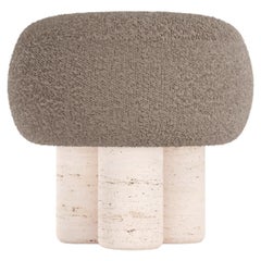 Hygge Stool Designed by Saccal Design House Boucle Brown Travertino