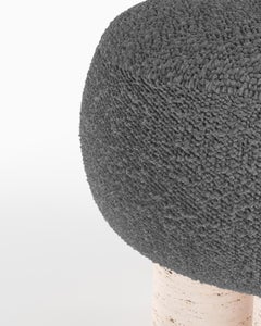 Hygge Stool Designed by Saccal Design House Bouclé Charcoal Grey Travertino