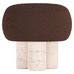 Hygge Stool Designed by Saccal Design House Boucle Dark Brown Travertino