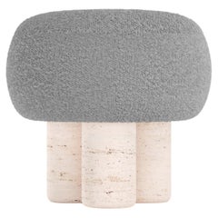 Hygge Stool Designed by Saccal Design House Boucle Light Grey Travertino