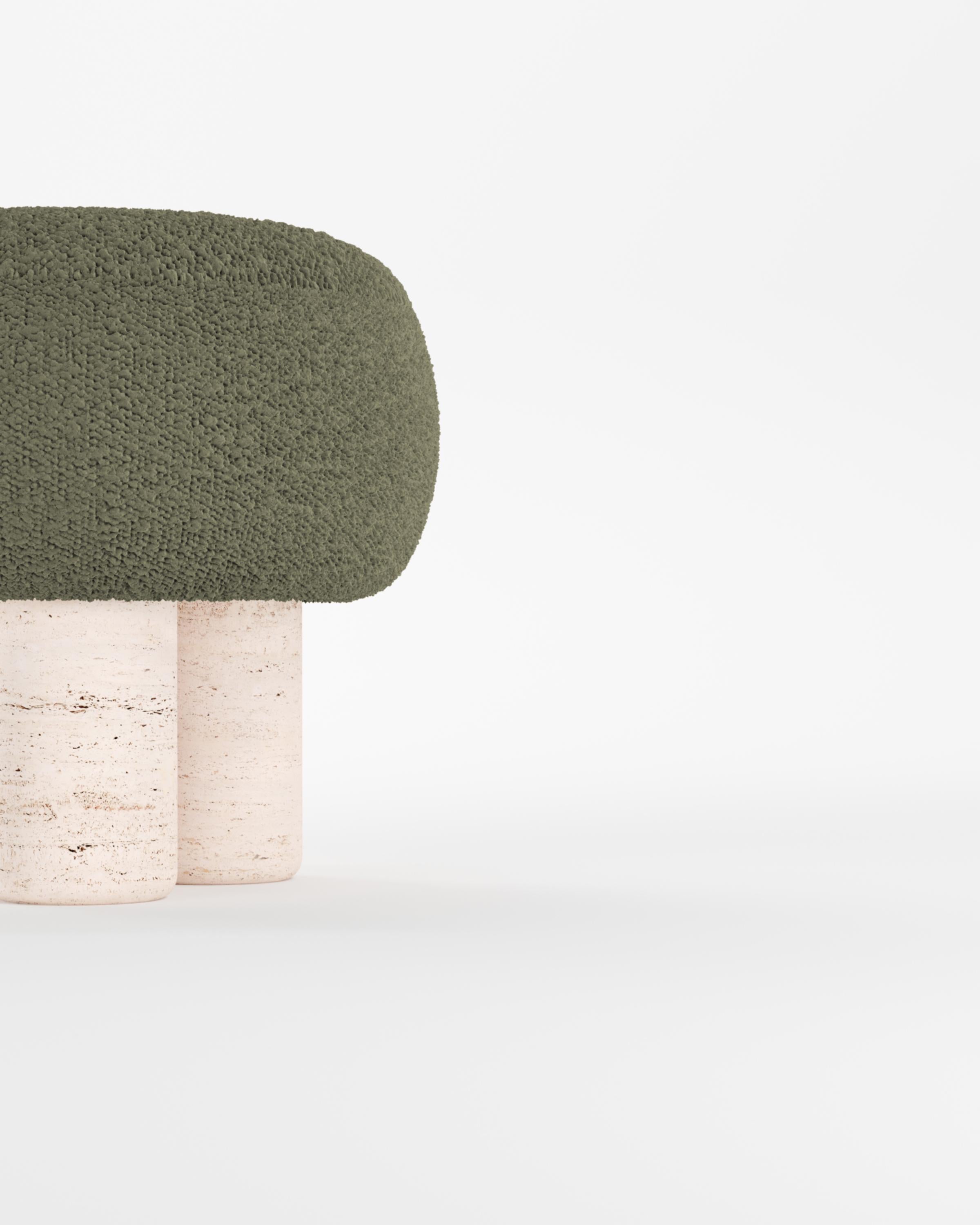 Sgabello Hygge Progettato da Saccal Design House Boucle Olive Travertino In condizioni Nuovo in vendita a Castelo da Maia, PT