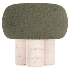 Hygge Stool Designed by Saccal Design House Boucle Olive Travertino