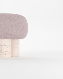 Hygge Stool Designed by Saccal Design House Bouclé Rose Travertino