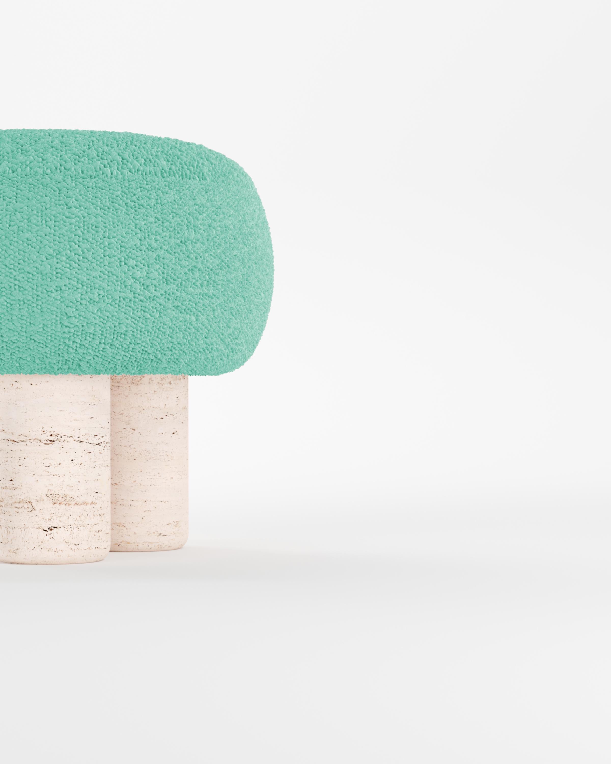 Sgabello Hygge progettato da Saccal Design House Boucle Teal Travertino In condizioni Nuovo in vendita a Castelo da Maia, PT