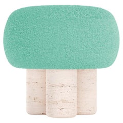 Hygge Stool Designed by Saccal Design House Boucle Teal Travertino