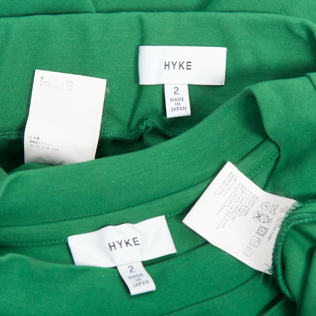 HYKE Grüner Baumwollpullover Pullover mit asymmetrischem Saum Rock Set JP2 M im Angebot 6