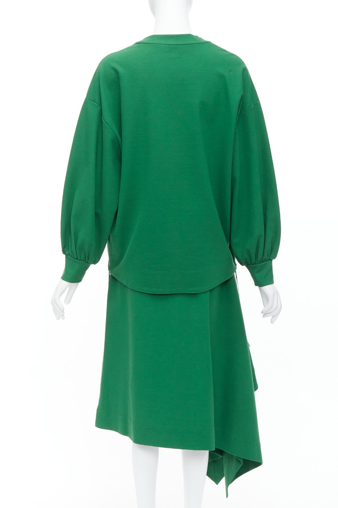 HYKE Grüner Baumwollpullover Pullover mit asymmetrischem Saum Rock Set JP2 M Damen im Angebot