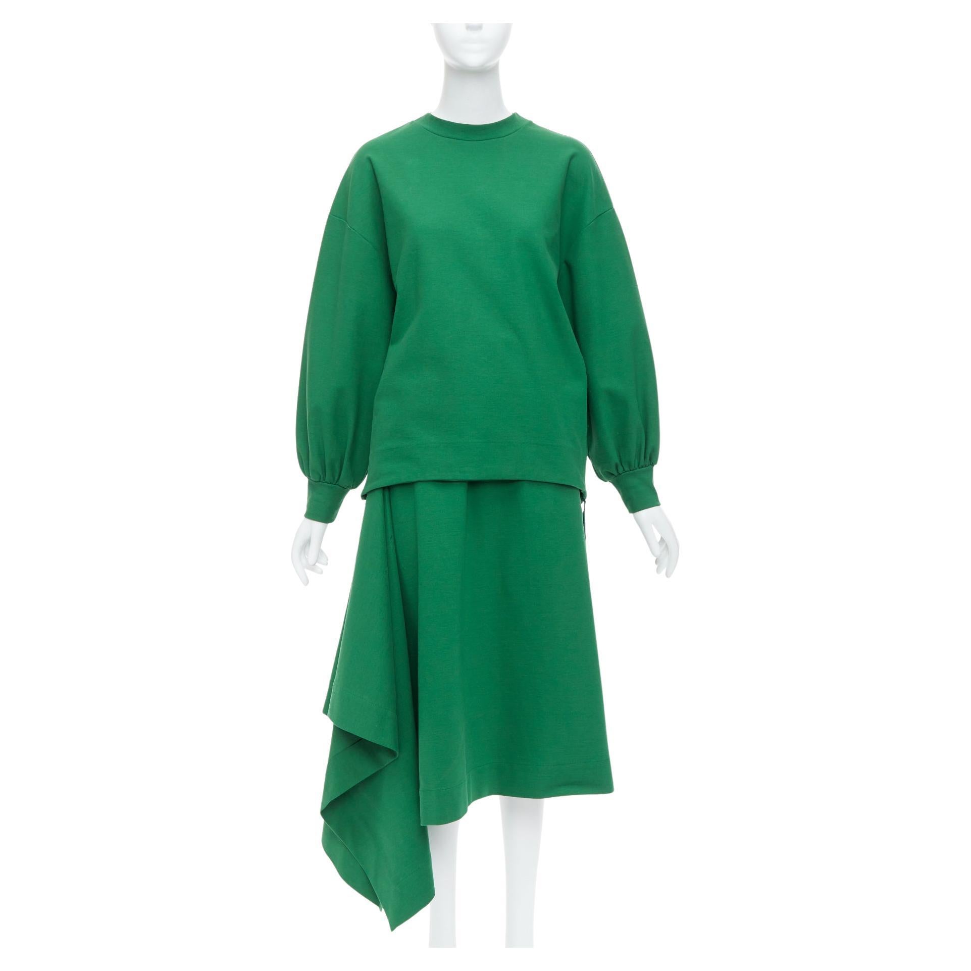 HYKE Grüner Baumwollpullover Pullover mit asymmetrischem Saum Rock Set JP2 M