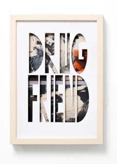 "Drug Friend (Sententia Sectum)", Layered Paper Text Assemblage Framed