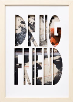 "Drug Friend (Sententia Sectum)", Layered Paper Text Assemblage Framed