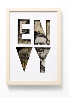 "Envy (Sententia Sectum)", Layered Collage Mixed Media Text Assemblage Framed