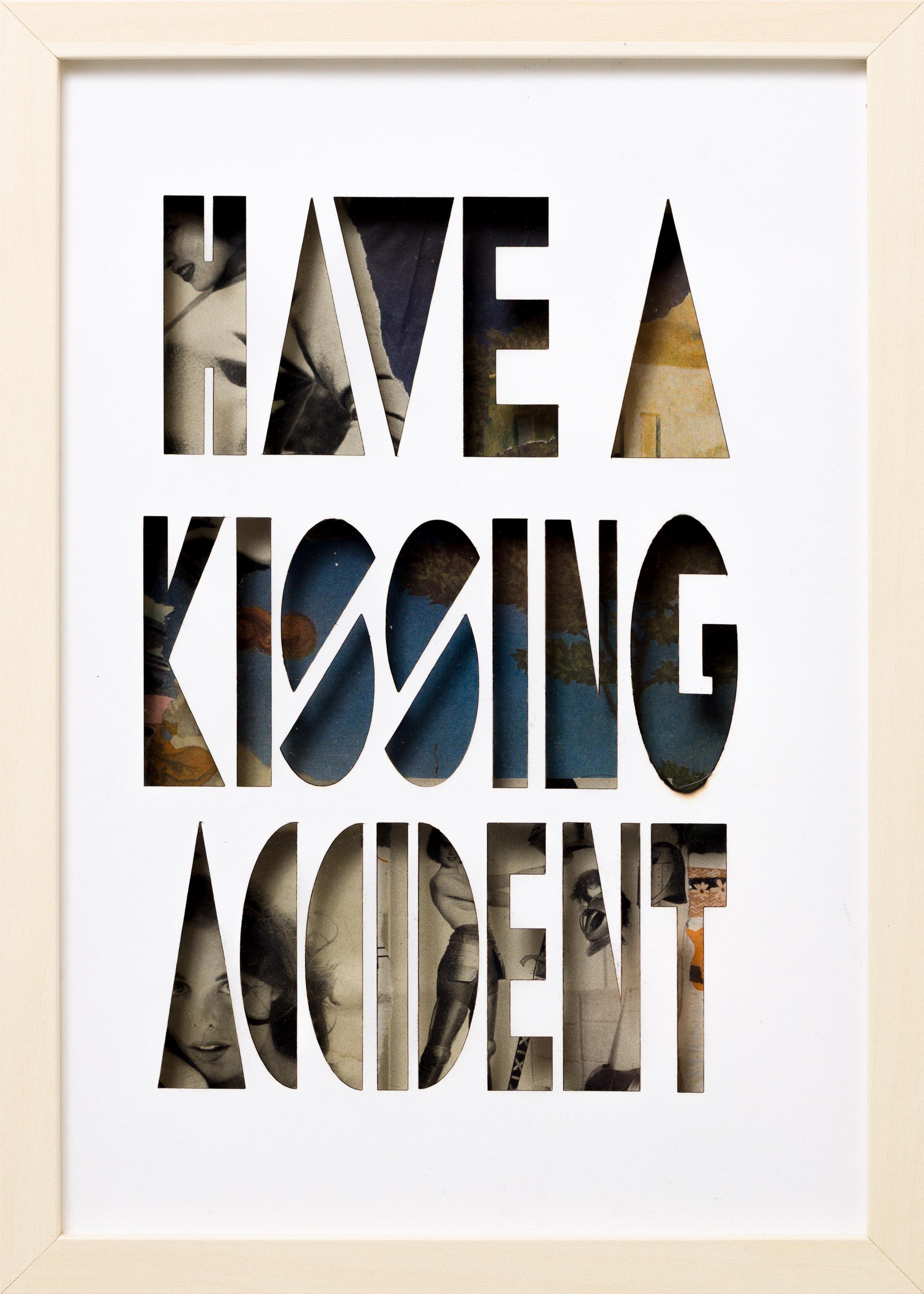 "Have A Kissing Accident (Sententia Sectum)", Mixed Media Layered Paper Collage - Art by Hyland Mather AKA X-O