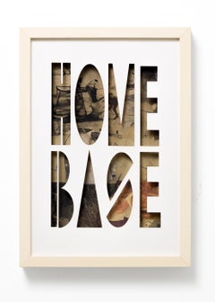 "Home Base (Sententia Sectum)", Text Typography Collage Framed Assemblage