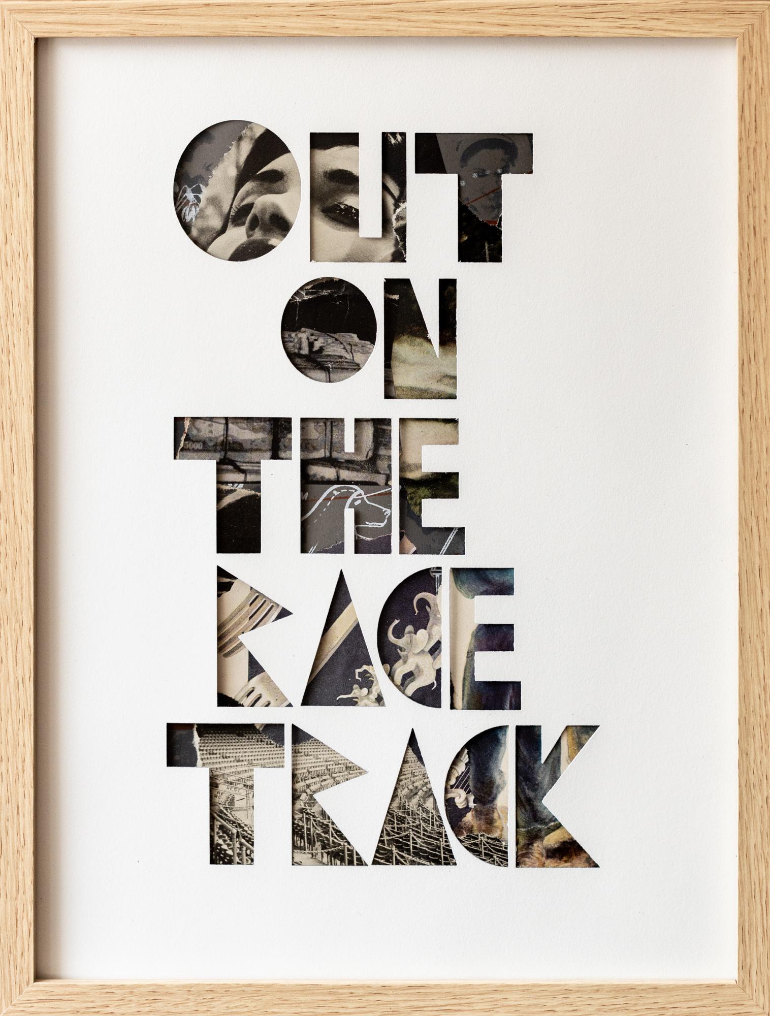 "OUT ON THE RACETRACK" (parvus) Collage encadré, sérigraphie