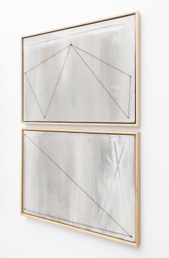 "Beat, Minus Verse, Outro (Linea Pictura — Diptych)", Minimalist White Abstract