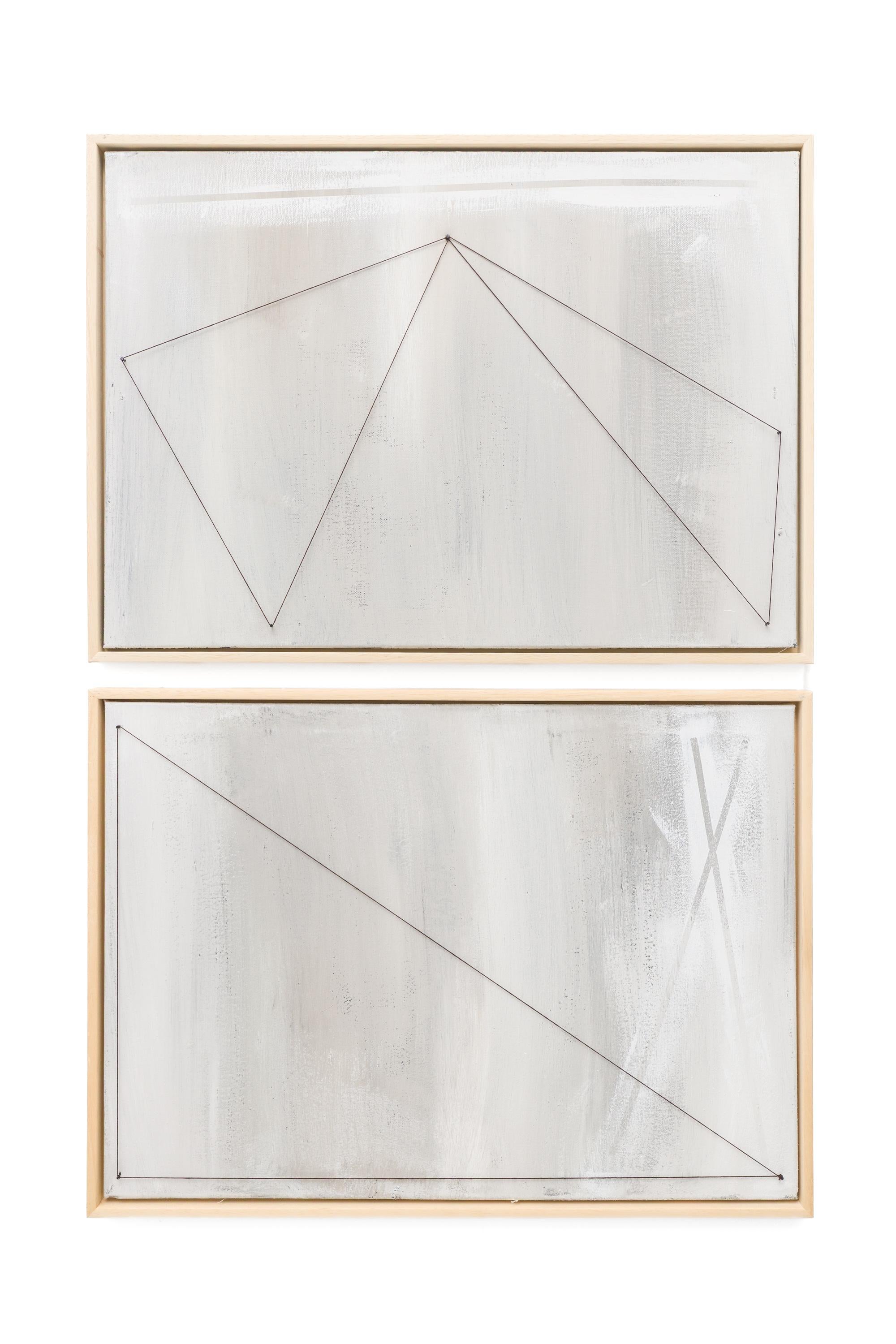 "Beat, Minus Verse, Outro (Linea Pictura — Diptych)", Minimalist White Abstract