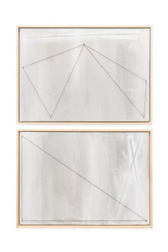 "Beat, Minus Verse, Outro (Linea Pictura — Diptych)", Minimalist White Abstract