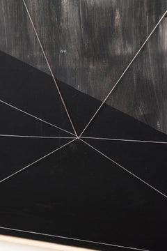 "INTRO BEAT 01 OUTRO", abstraktes dunkles geometrisches Gemälde in Mischtechnik