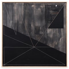 "INTRO BEAT 01 OUTRO", abstract mixed media dark geometric painting
