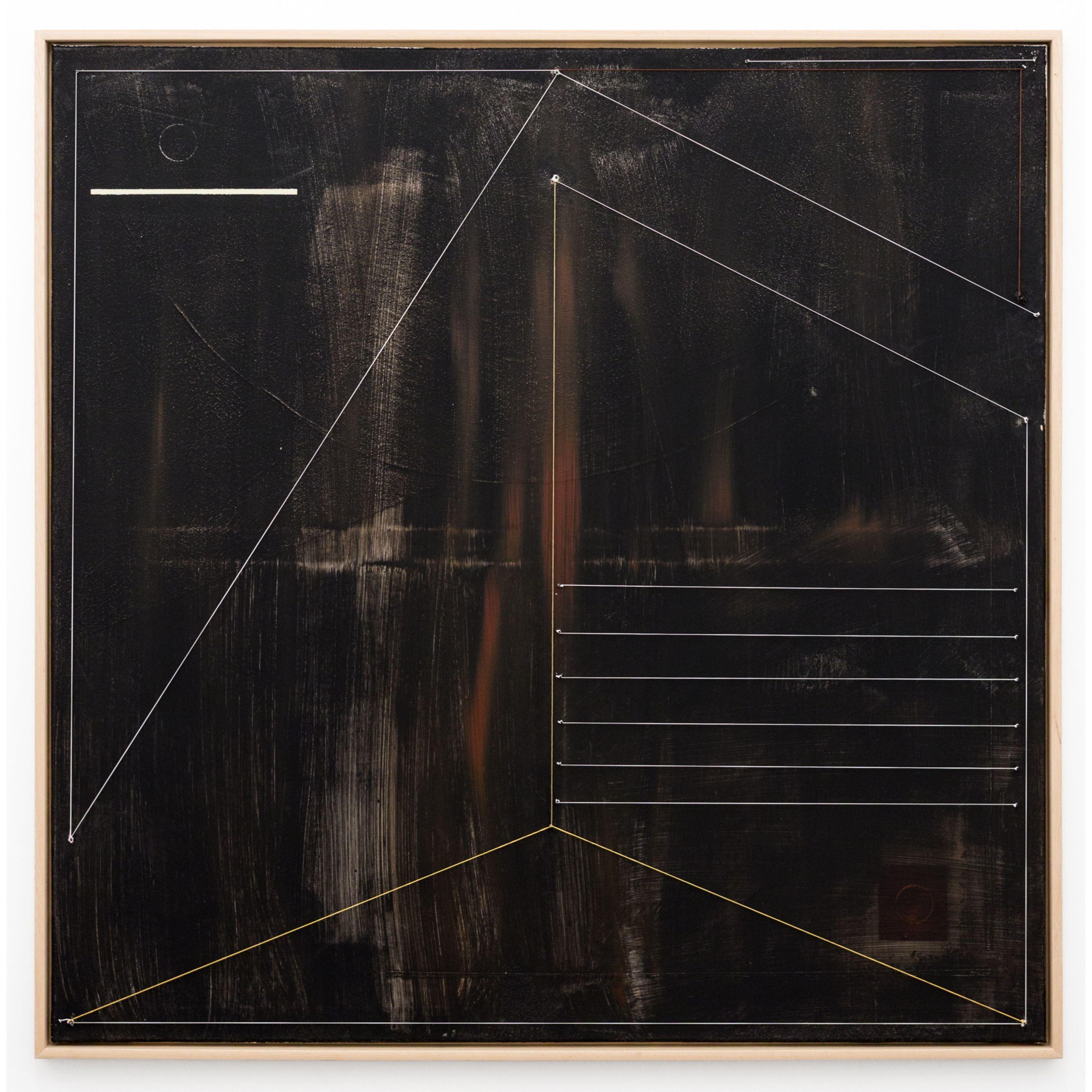 "INTRO MELODY INTRO REPRISE", abstract mixed media dark geometric painting