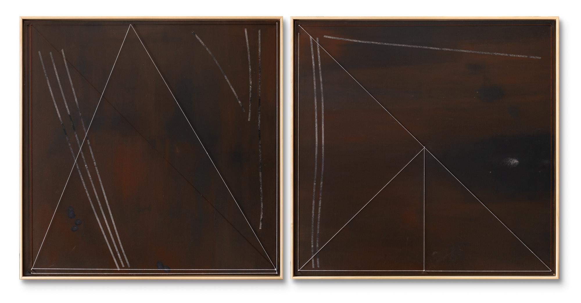 Hyland Mather AKA X-O Abstract Painting - "RED HILLS RED RIVER" (diptych)