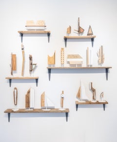 „Modus Volito Gruppe 1 (3 Teile)“, abstrakte Wandskulptur aus Fundstücken