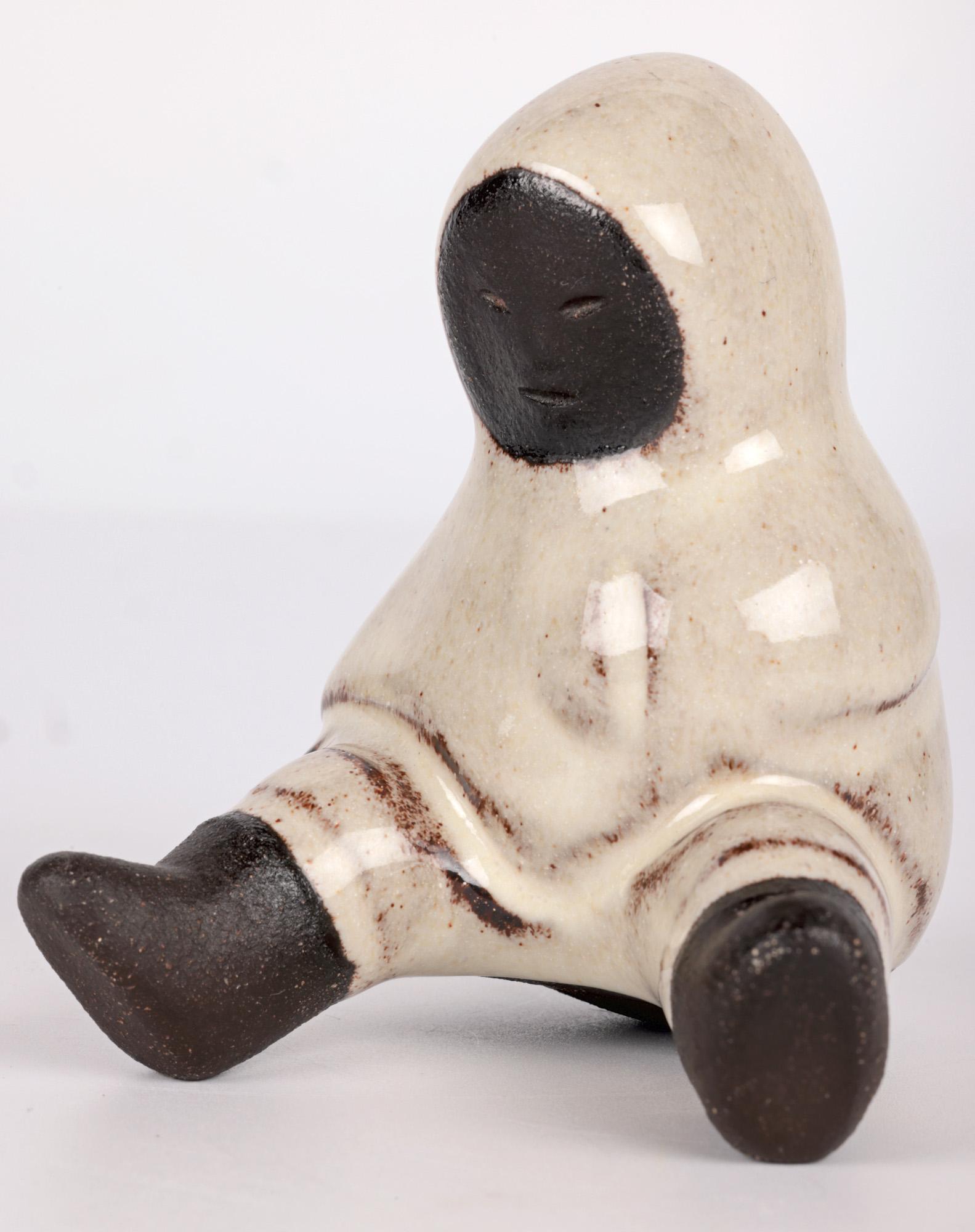 Hyllested Danish Mid-Century Art Pottery Eskimo Figure For Sale 1