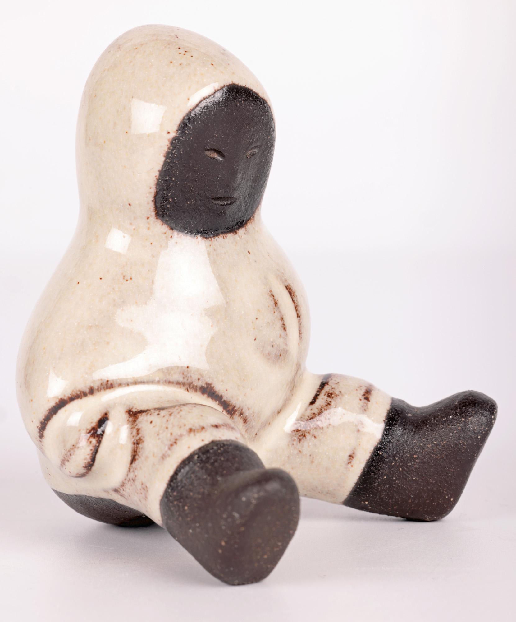 Hyllested Danish Mid-Century Art Pottery Eskimo Figure For Sale 3